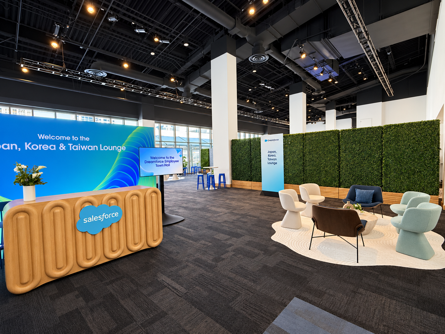 Salesforce lounge reception in balanced light